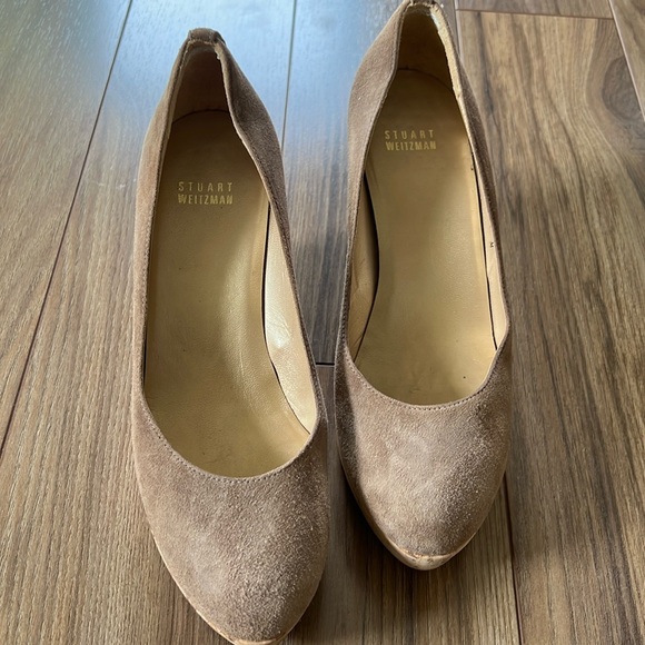 Stuart Weitzman Corkswoon Haze Suede Wedge Pump 8 - Picture 2 of 8